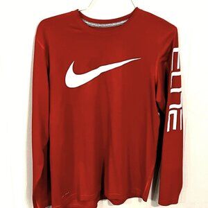 Nike Elite Dri-Fit Men's Medium, Thin, Long Sleeve Shirt Red Basketball EUC